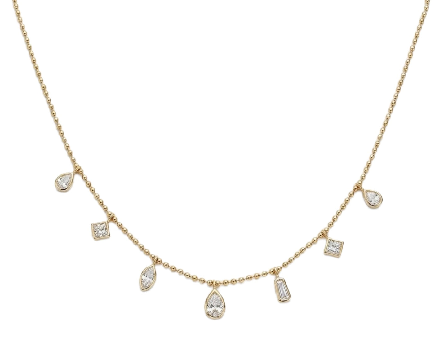 Mixed Diamond Shape Dangle Necklace