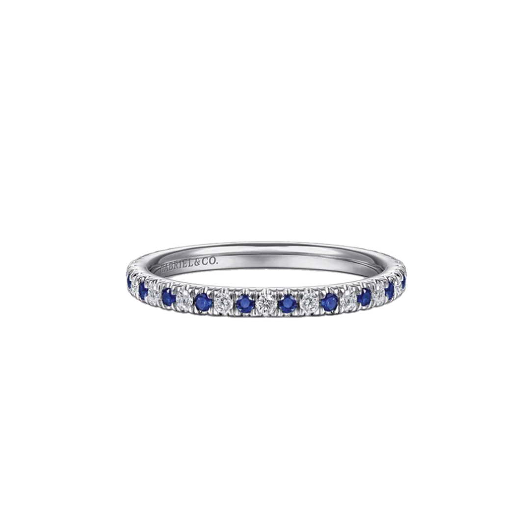 'Bari' Diamond and Sapphire Anniversary Band in 14K White Gold