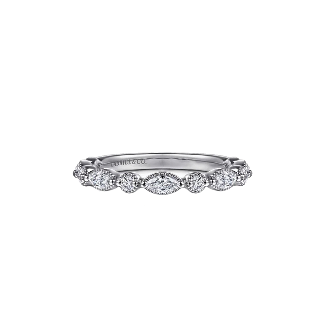 'Esperanza' Vintage Inspired Marquise and Round Diamond Band