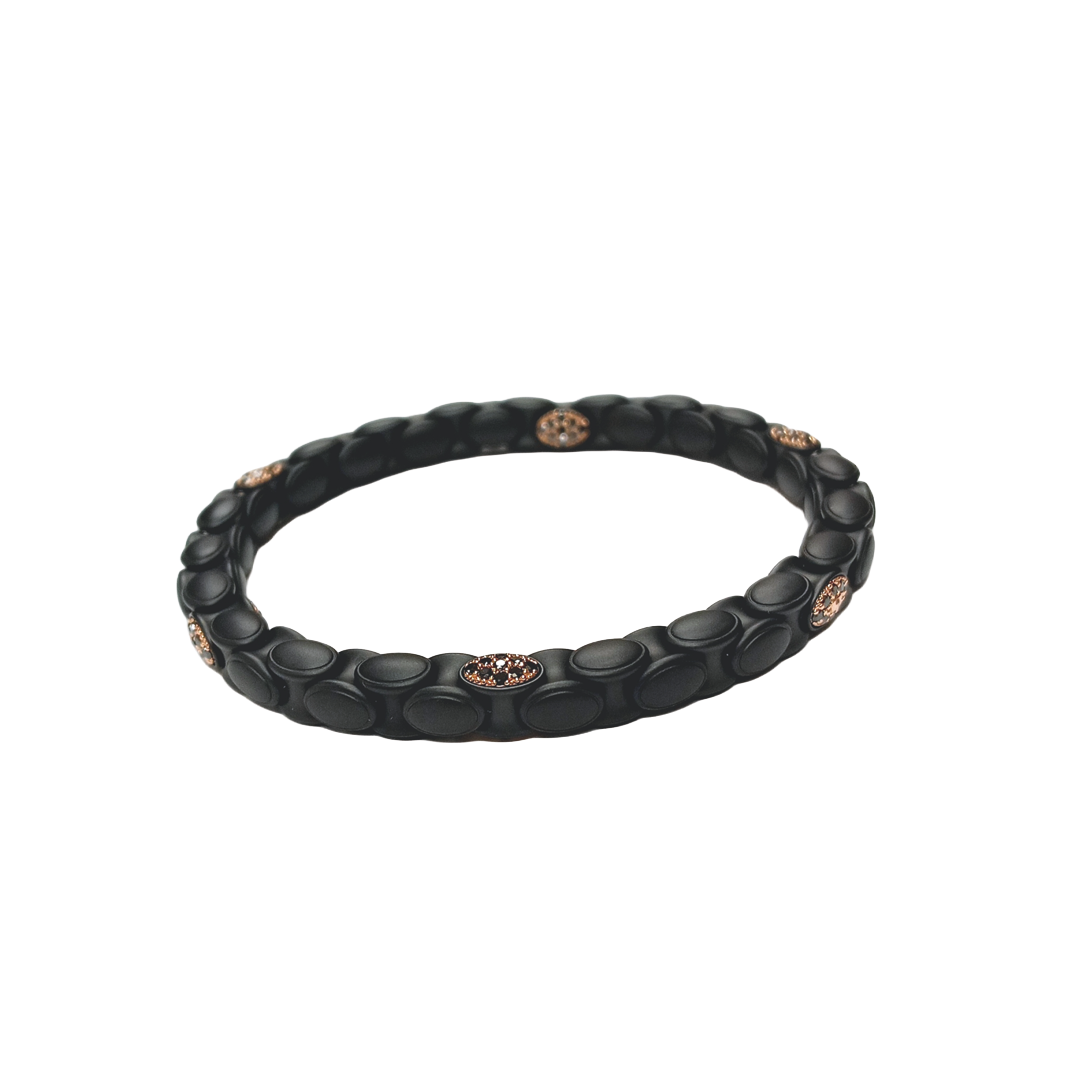 Men's Anacondino Beaded Stretch Bracelet with Black Diamond Accents