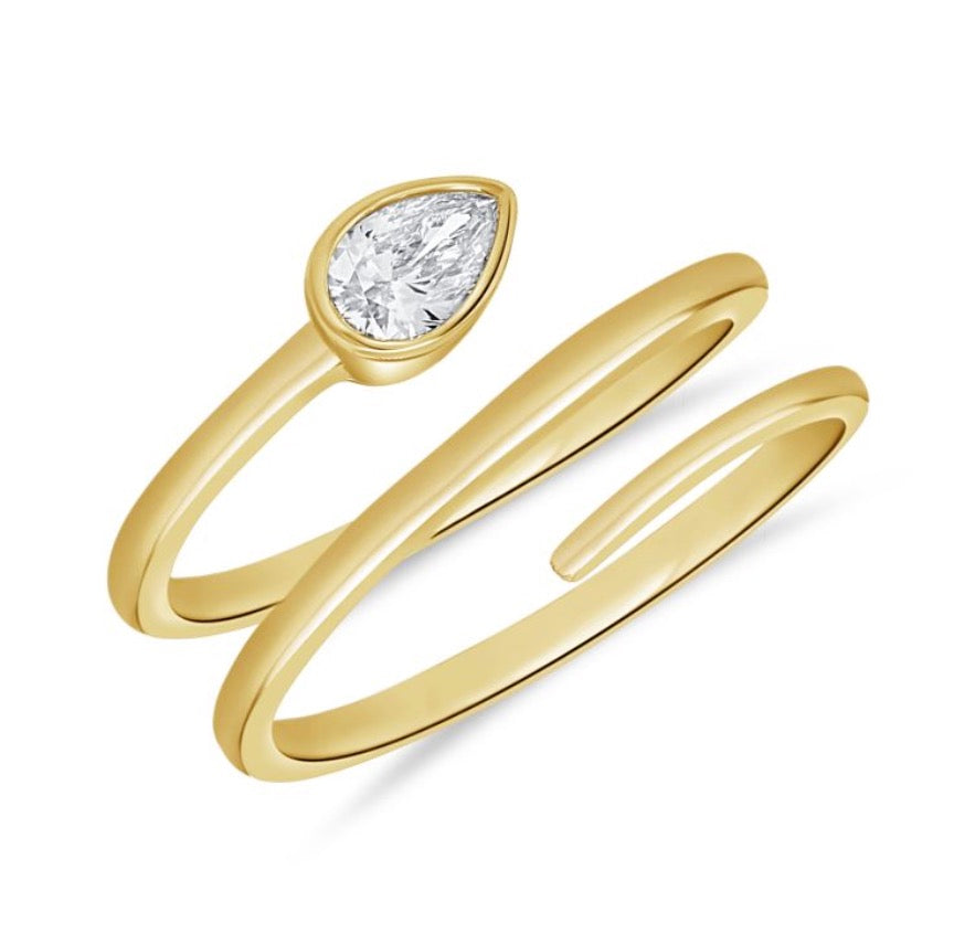 Pear Shaped Diamond Wrap Ring