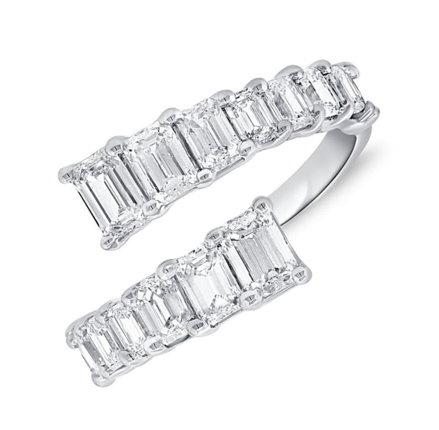 Graduating Emerald Cut Diamond Wrap Ring