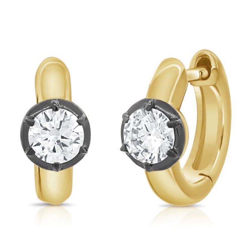 Huggie Hoop Earrings with Round Diamonds