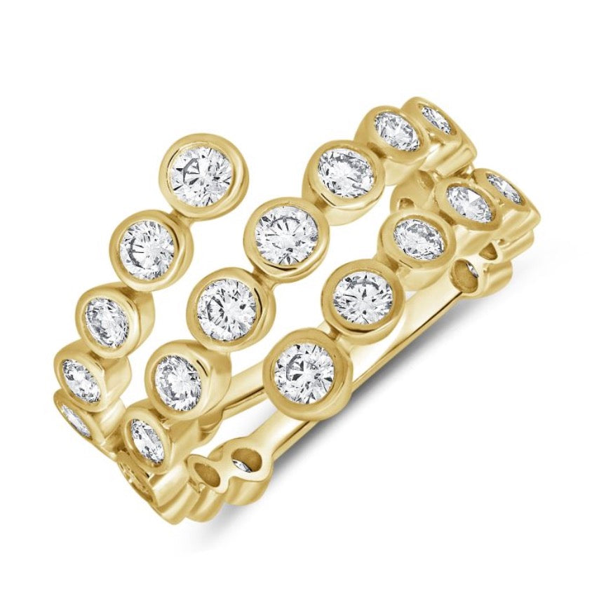 3-Row Bezel Set Diamond Wrap Ring