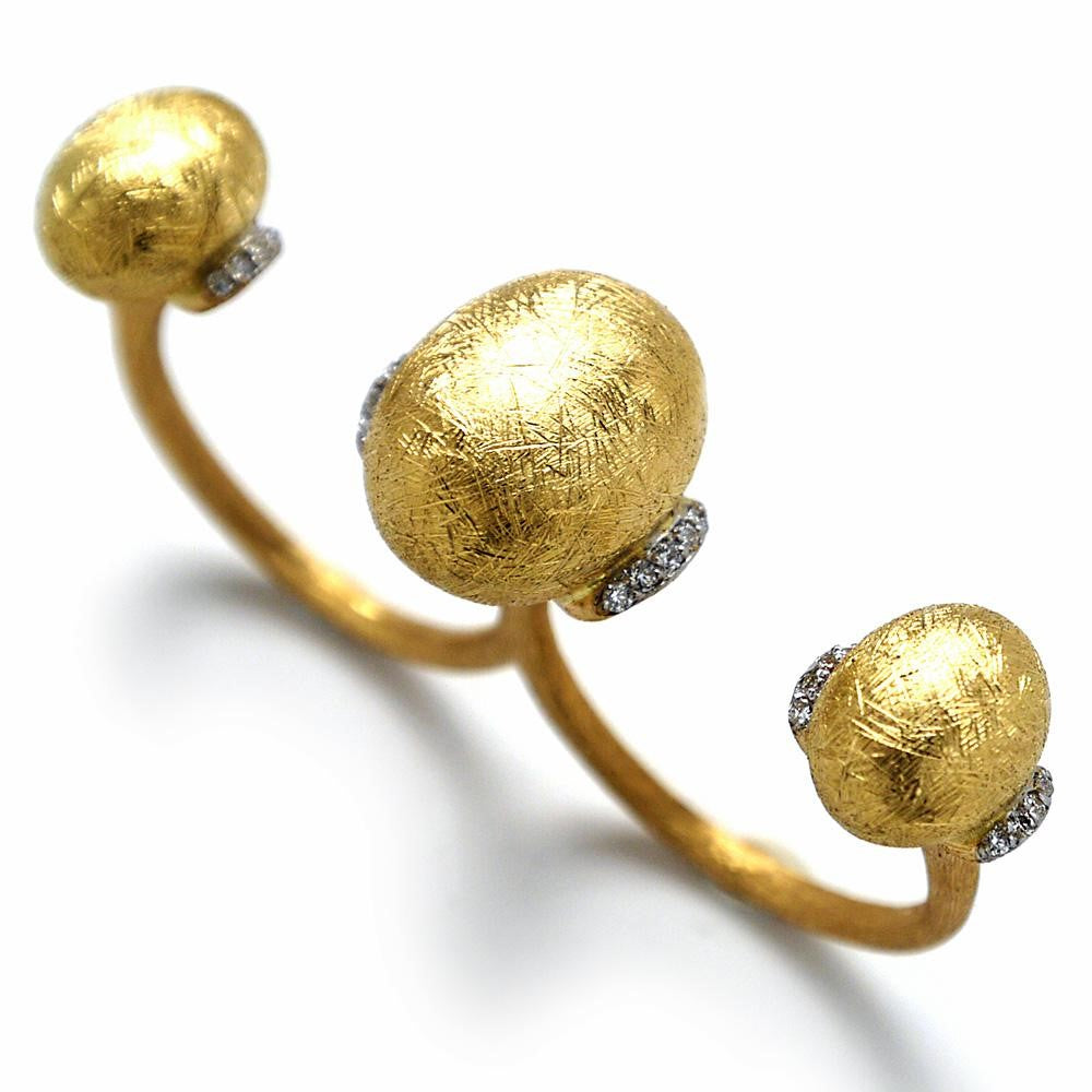 Dancing In The Rain Double Finger Ring with Diamonds