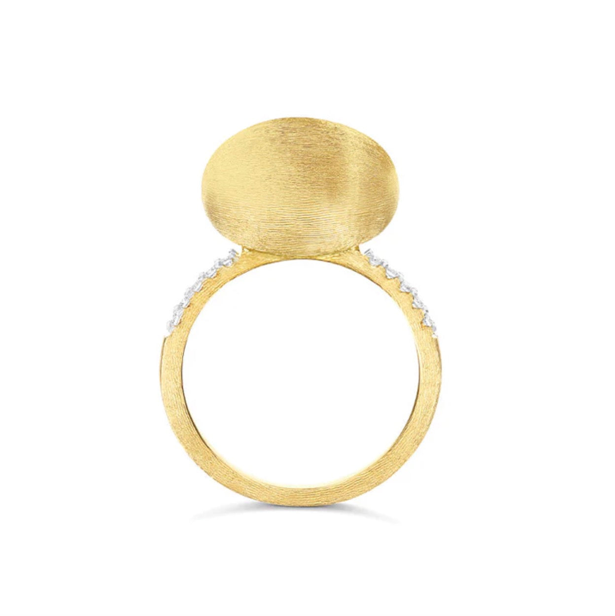 Hand Engraved Gold Boule and Diamond Ring