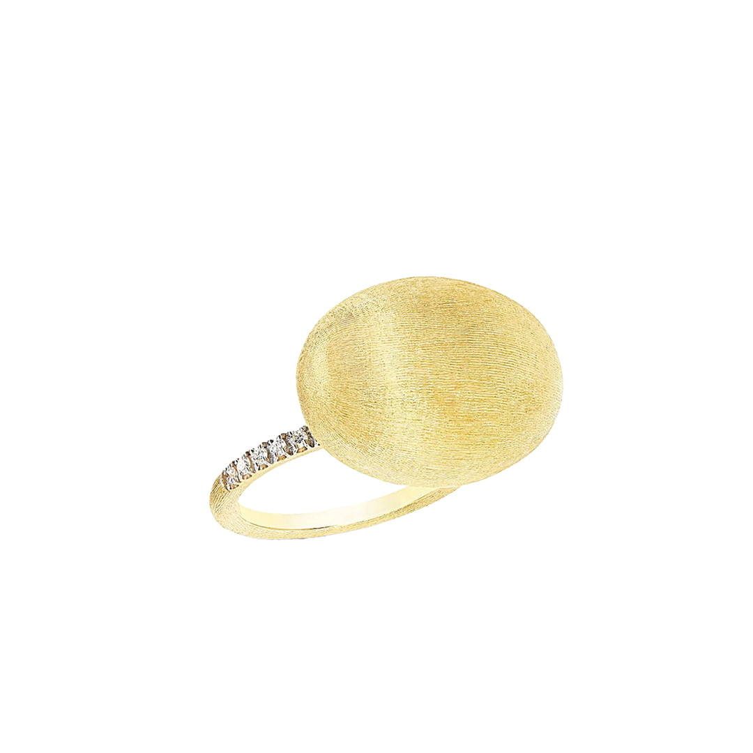 'Elite' Boule and Diamond Ring in 18K Yellow Gold