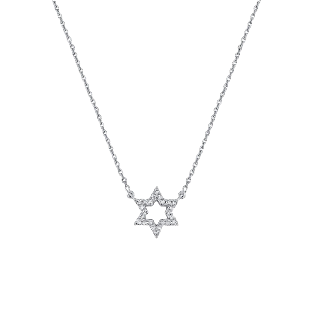 Star of David Pendant Necklace in White Gold