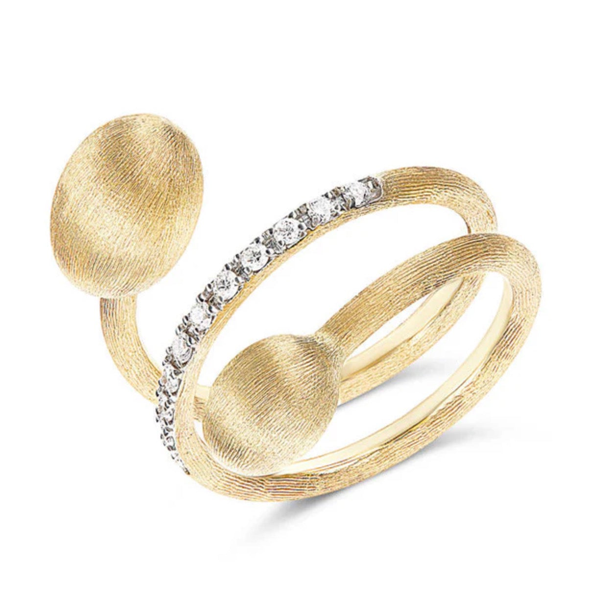 Hand Engraved Wrap Ring with Diamonds