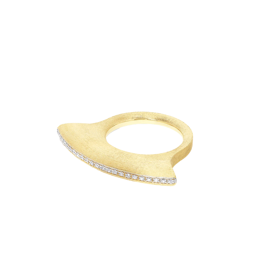 'Libera' Icon Contemporary Ring with Diamonds in 18k Yellow Gold