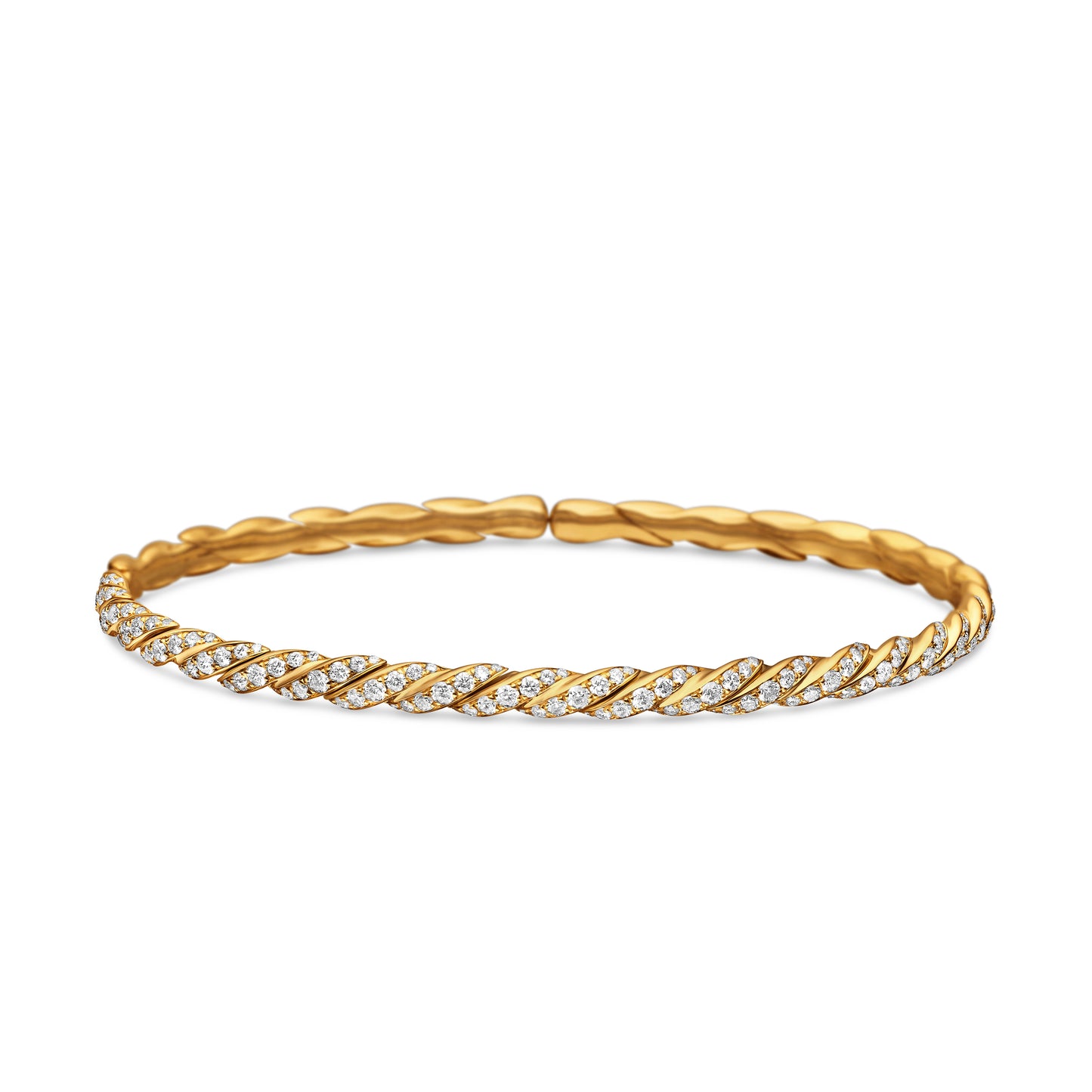 Sculpted Cable Flex Bracelet in 18K Yellow Gold with Diamonds, 3.5mm