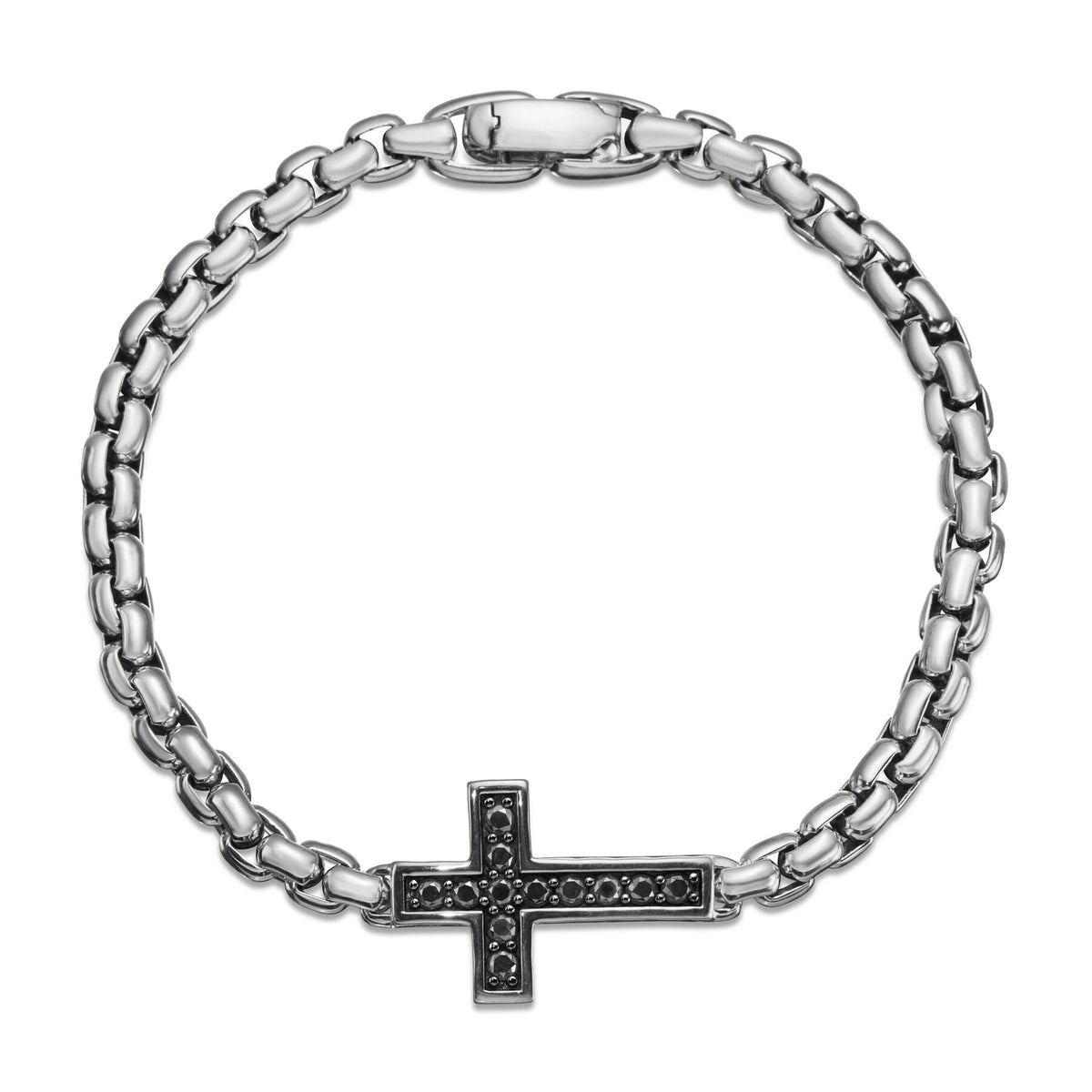Pave Cross Bracelet with Black Diamonds