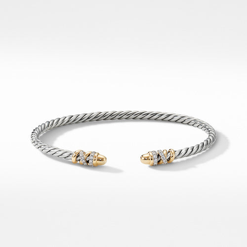 Petite Helena Open Bracelet with 18K Yellow Gold Gold Domes and Diamonds