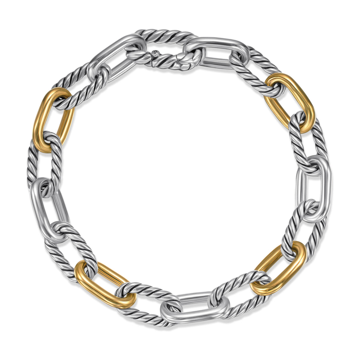 DY Madison® Chain Bracelet in Sterling Silver with 18K Yellow Gold, 8.5mm