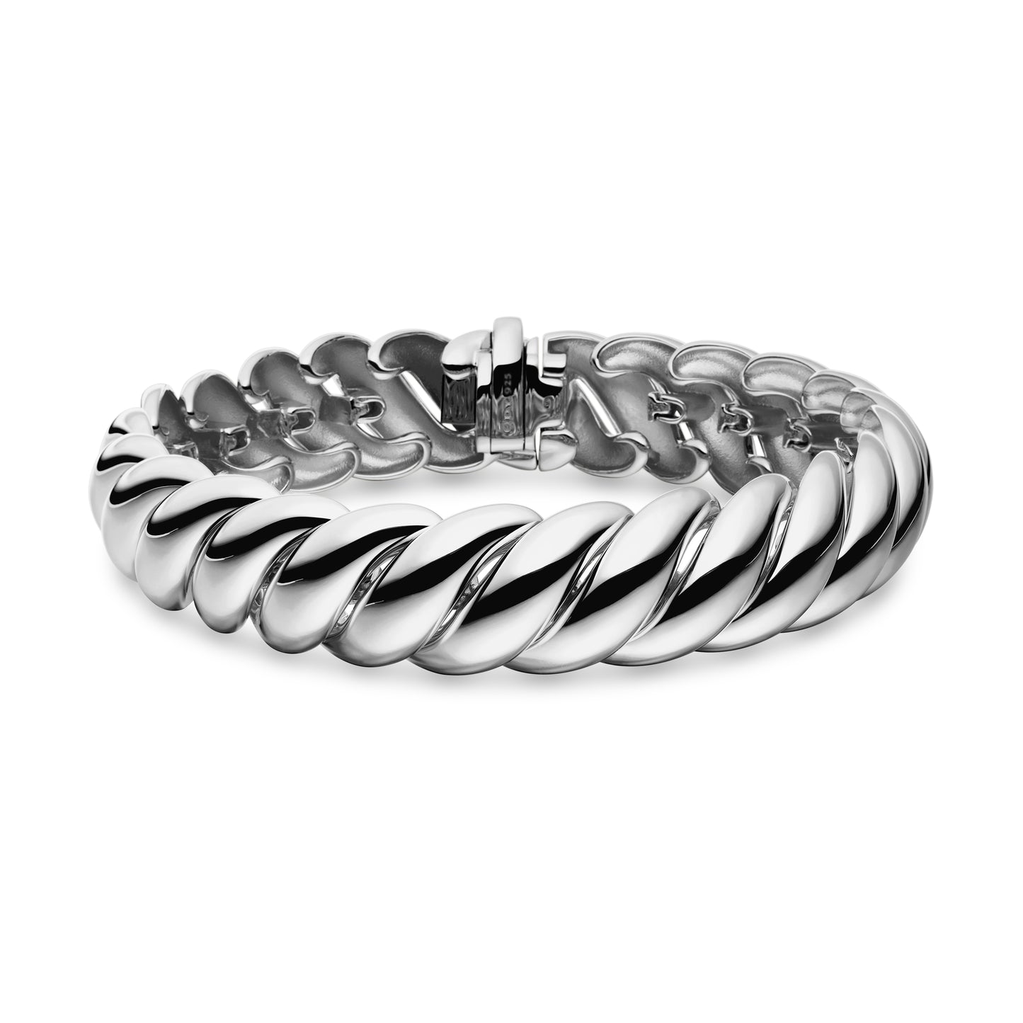 Sculpted Cable Bracelet in Sterling Silver, 14mm