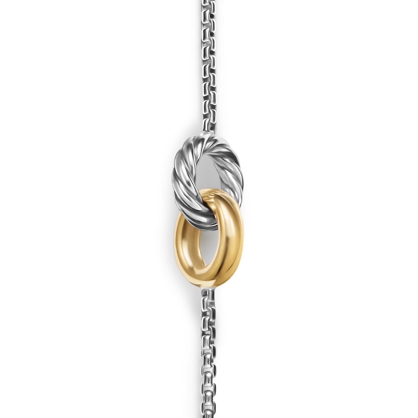 Petite Cable Linked Bracelet in Sterling Silver with 14K Yellow Gold, 15mm