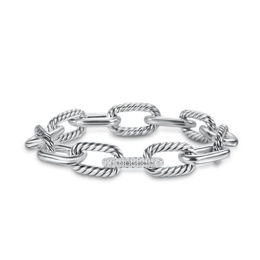 DY Madison® Chain Bracelet in Sterling Silver with Diamonds, 11mm