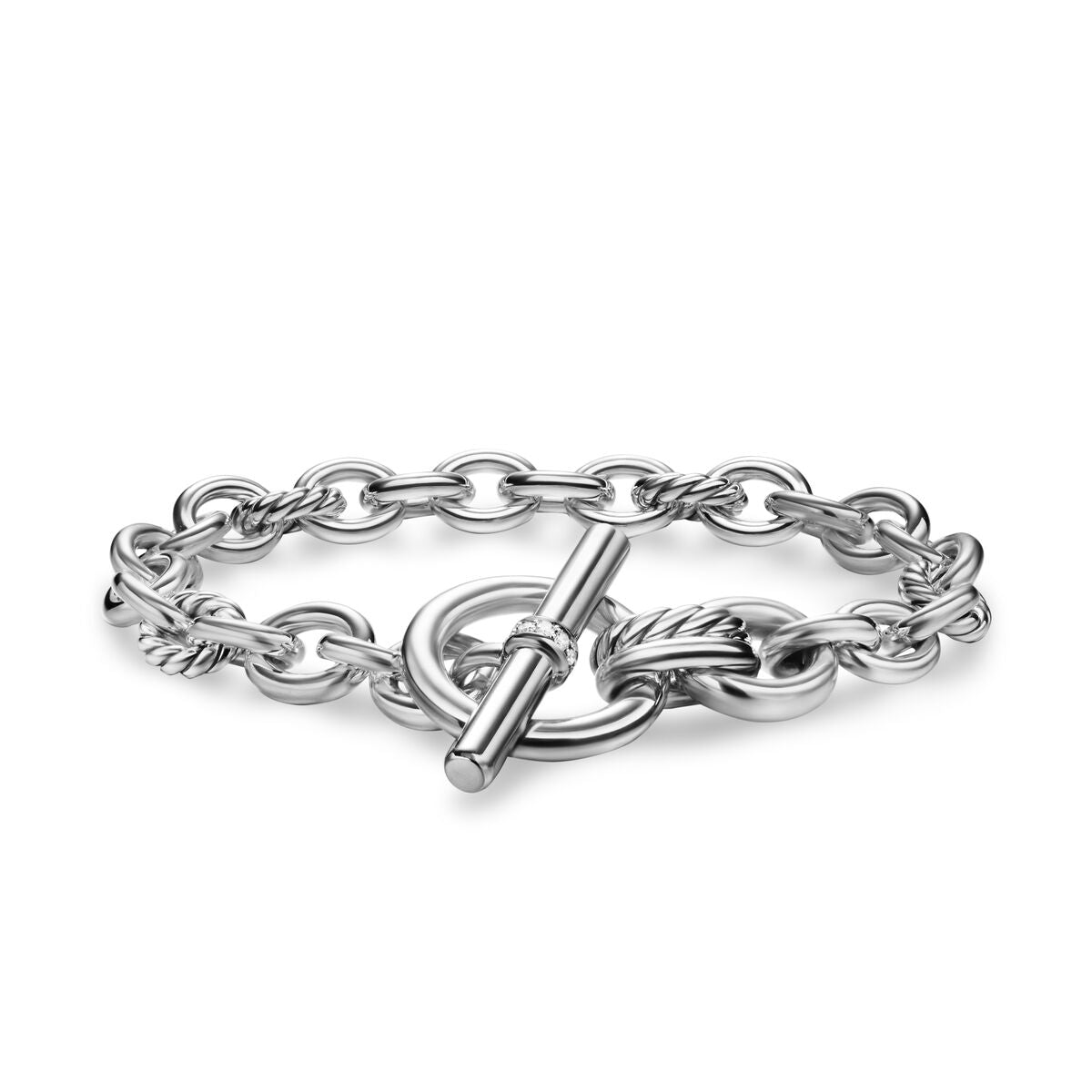 DY Mercer® Toggle Chain Bracelet in Sterling Silver with Diamonds, 8mm
