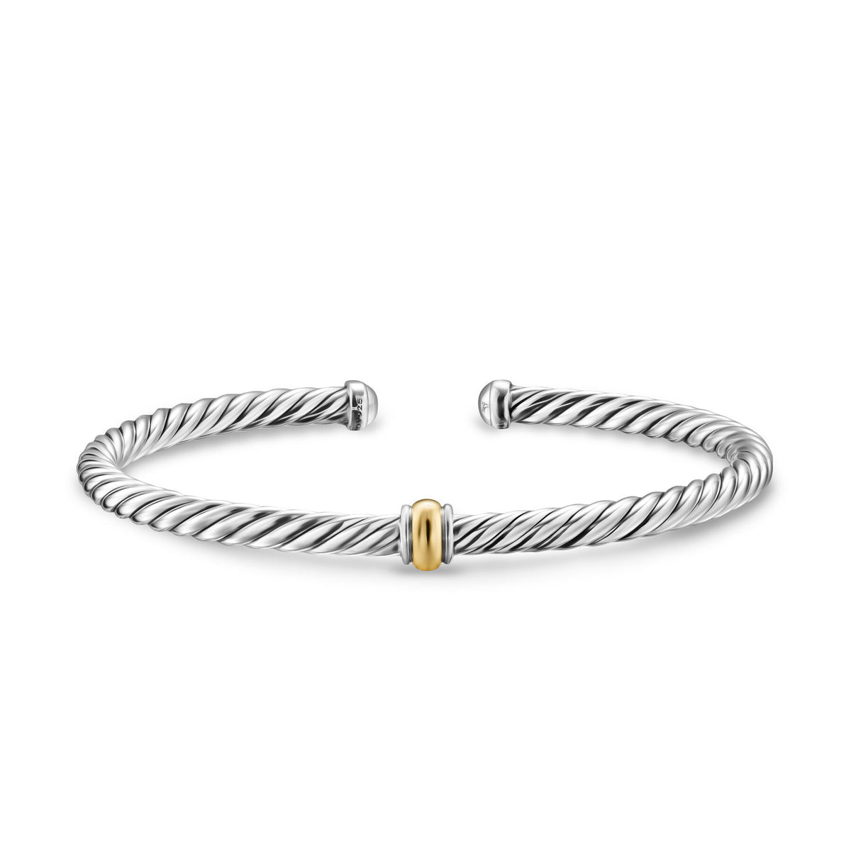 Cable Flex Station Bracelet in Sterling Silver with 14K Yellow Gold, 4mm