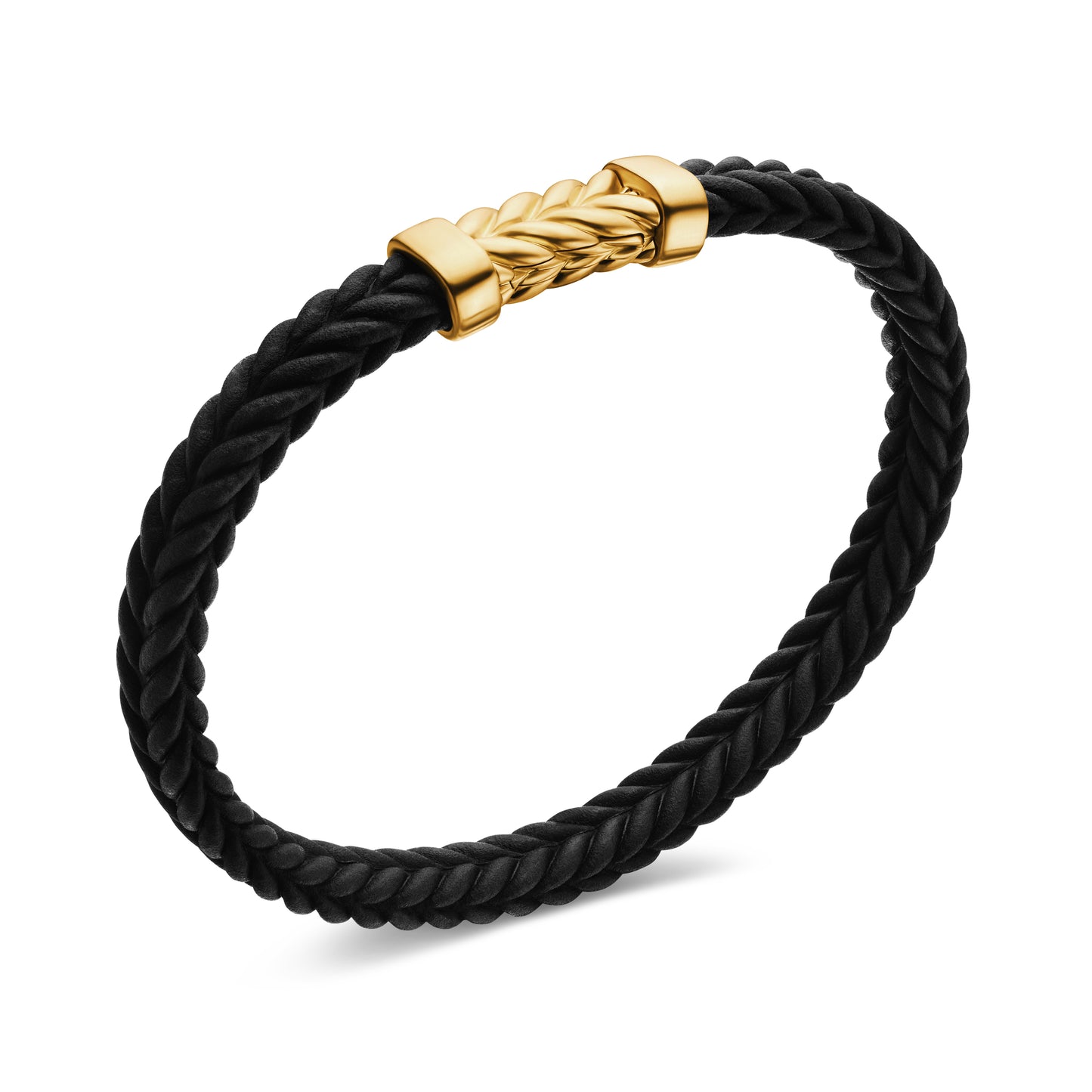 Chevron Bracelet in Black Rubber with 18K Yellow Gold, 6mm