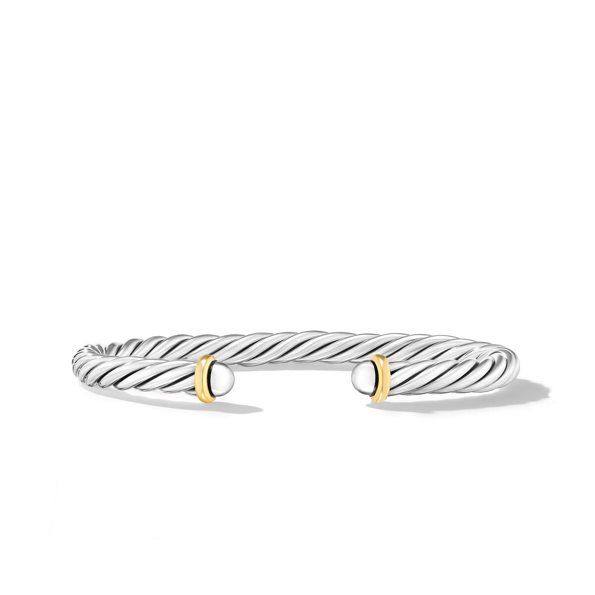 Cable Cuff Bracelet in Sterling Silver with 14K Yellow Gold, 6mm