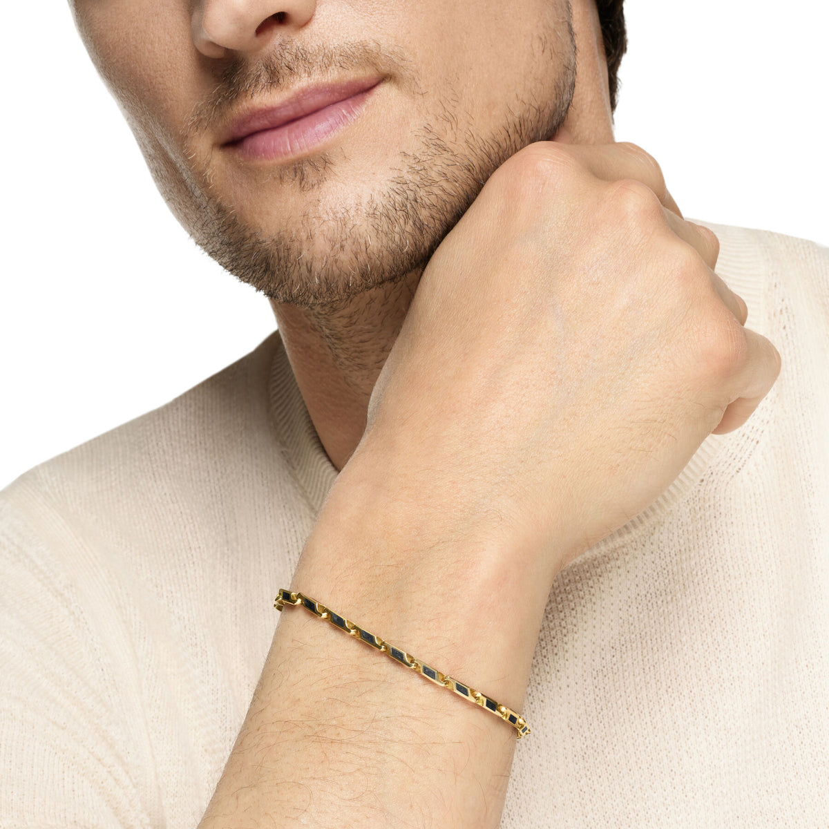 Streamline® Faceted Chain Bracelet in 18K Yellow Gold with Forged Carbon, 4.3mm