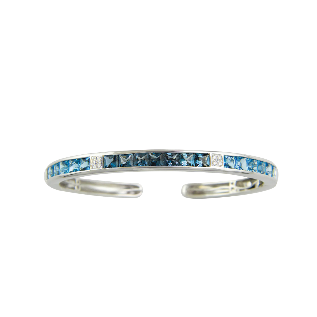 Blue Topaz and Diamond Cuff Bracelet