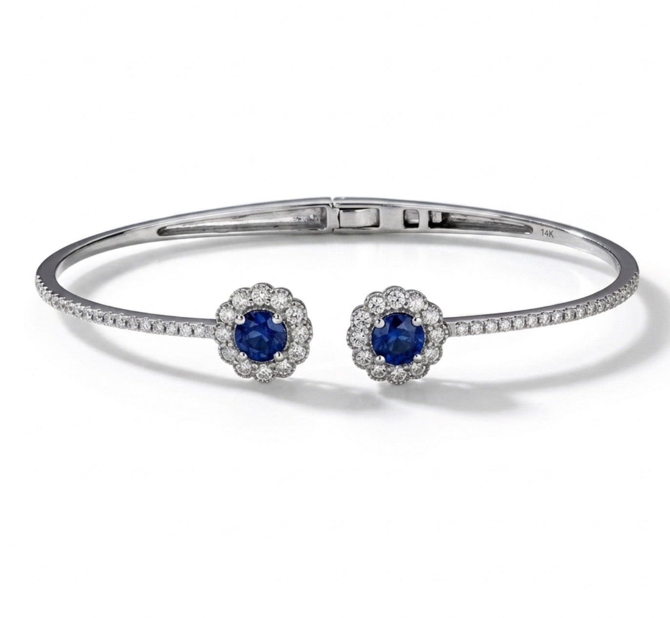 Round Floral Diamond and Sapphire Bracelet