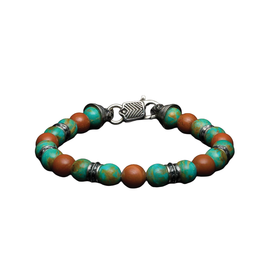 Desert Flame Bracelet with Turquoise and Red Jasper
