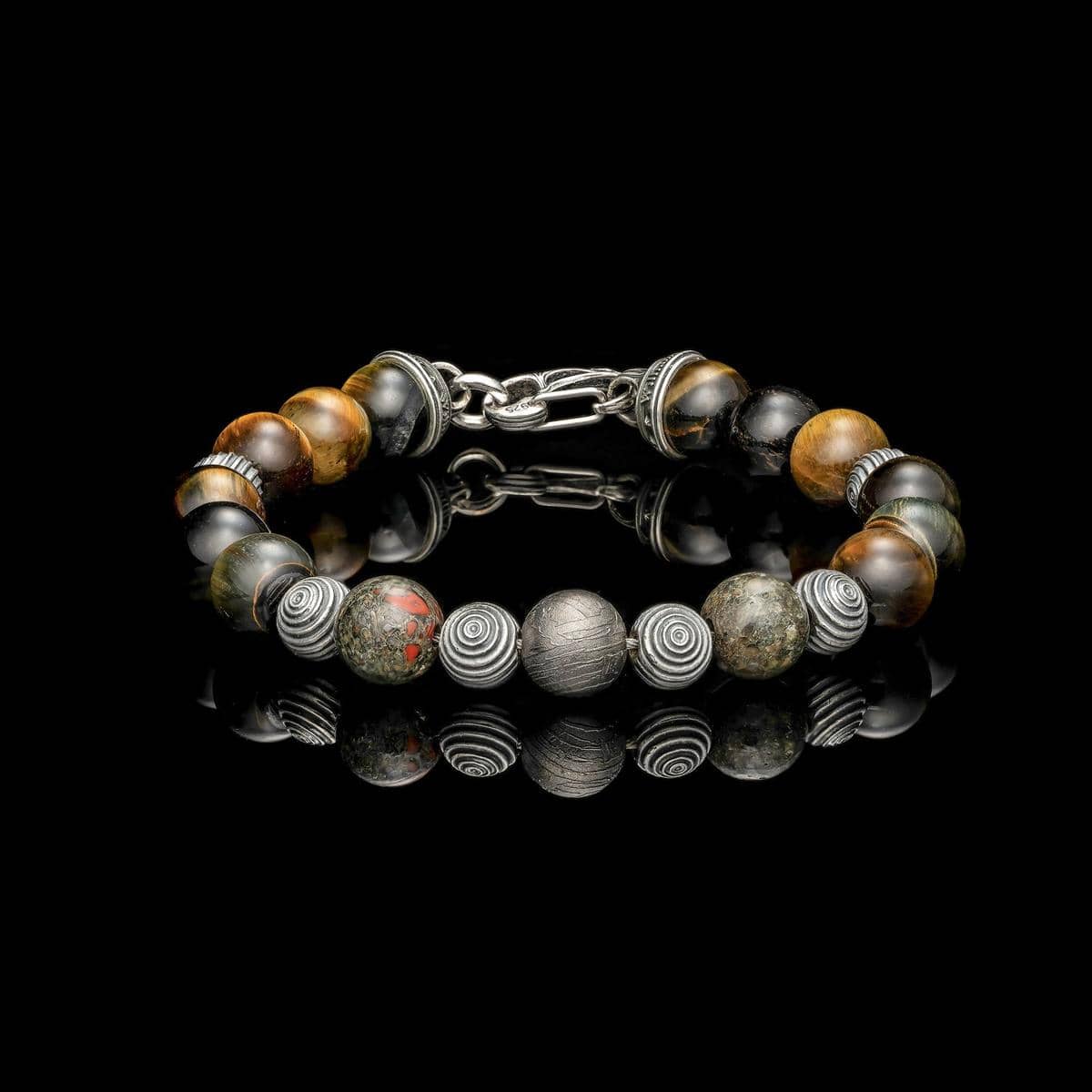 Tigron Bracelet with Meteorite, Dinosaur Bone and Tigers Eye