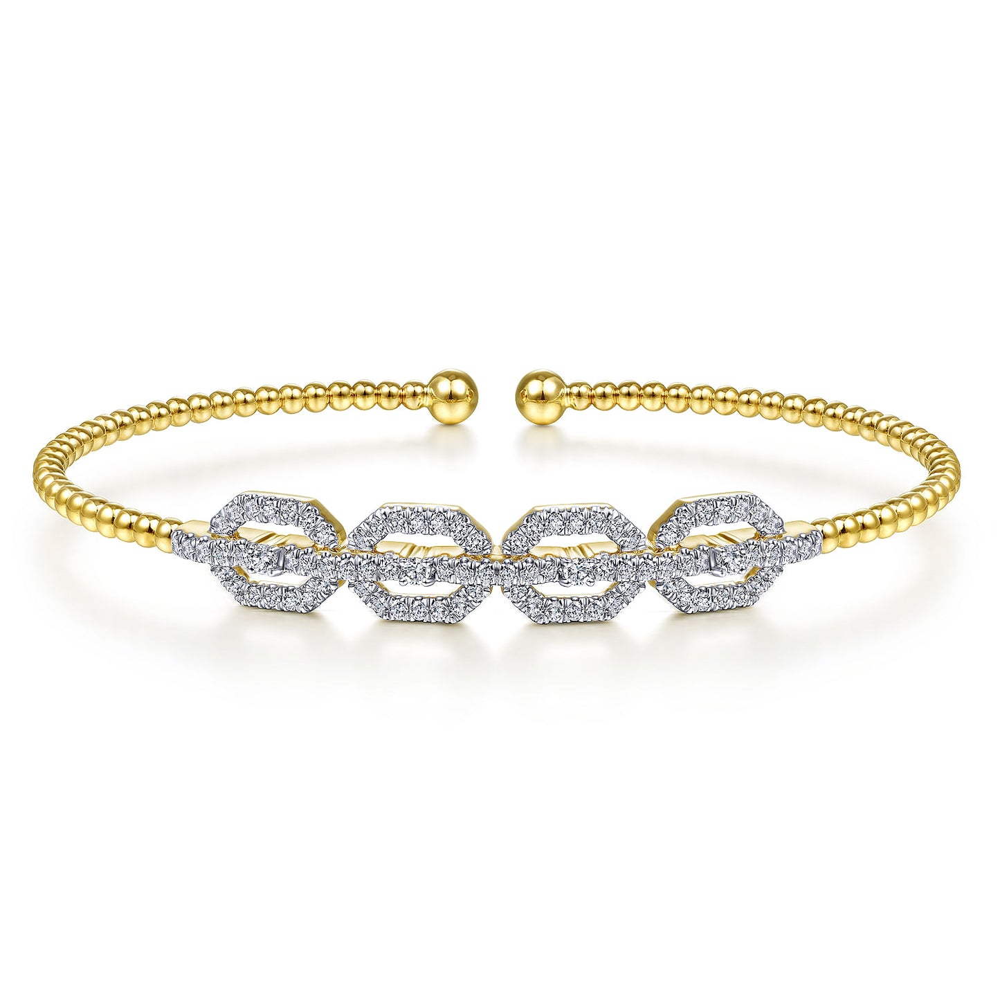 Pave Diamond Link Beaded Bangle