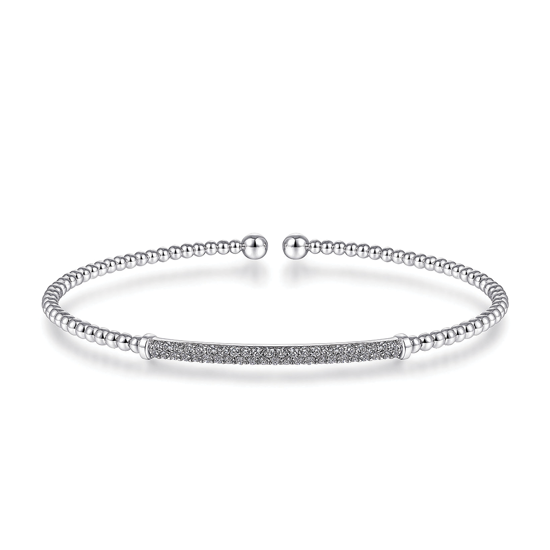 Diamond Bar Split Bangle in 14K White Gold