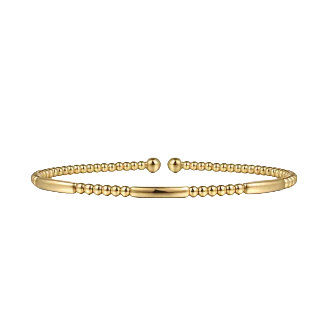 Alternating Bead and Smooth Split Bangle Bracelet