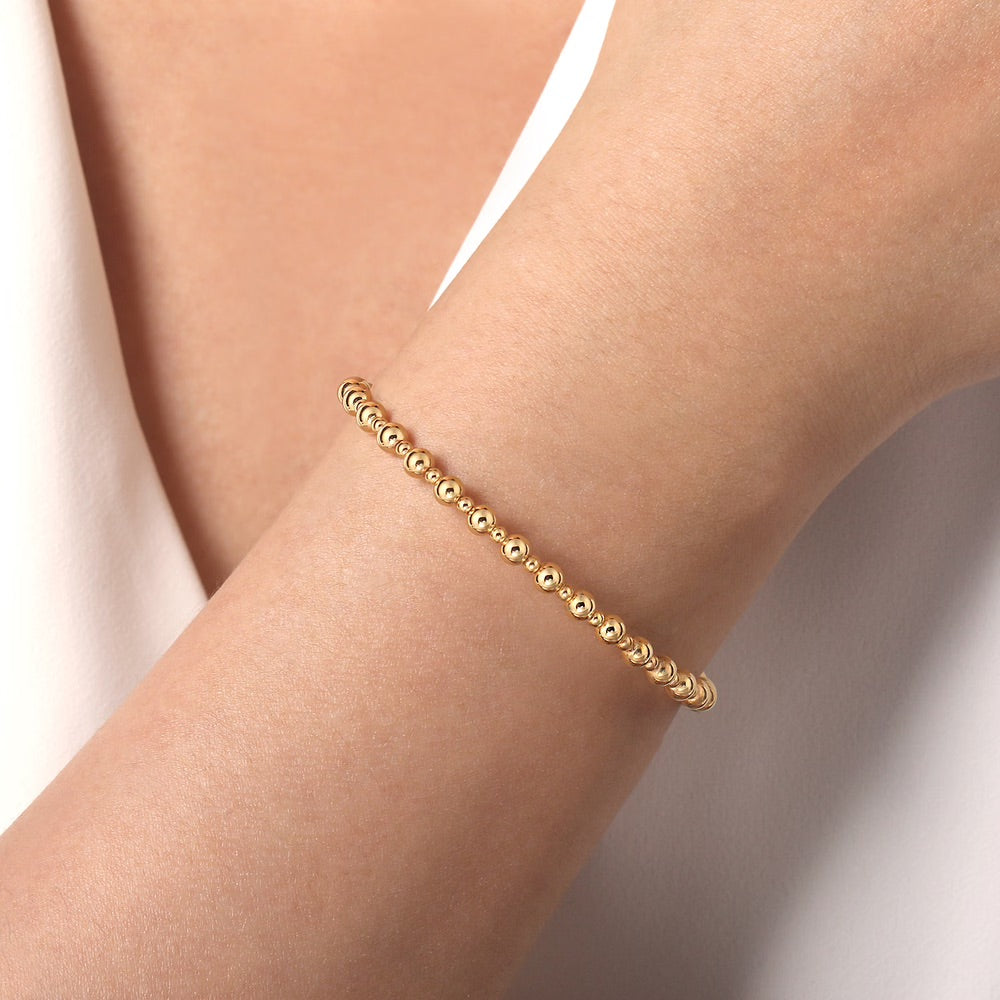 Alternating Small and Large Beaded Bangle Bracelet
