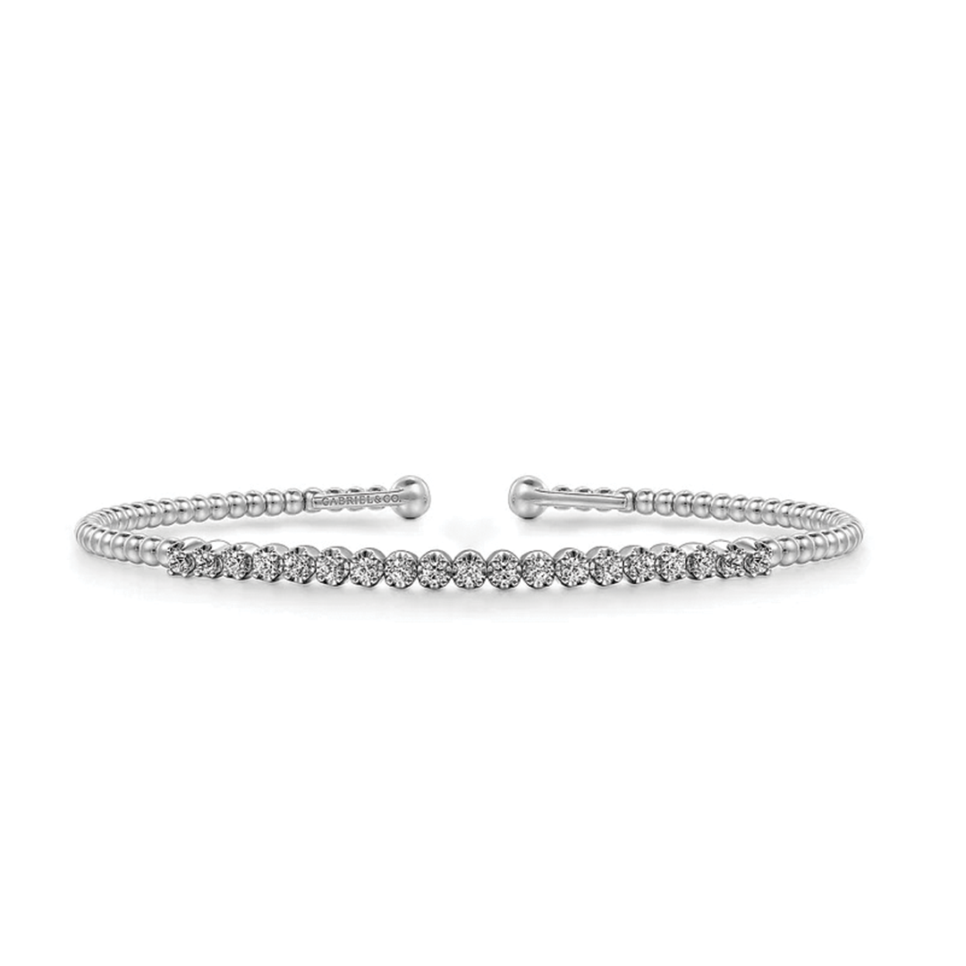 Round Diamond Cuff Bracelet in 14K White Gold