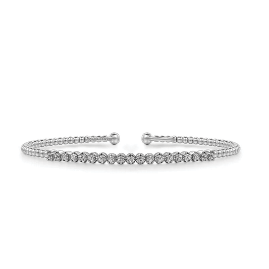 Round Diamond Cuff Bracelet in 14K White Gold
