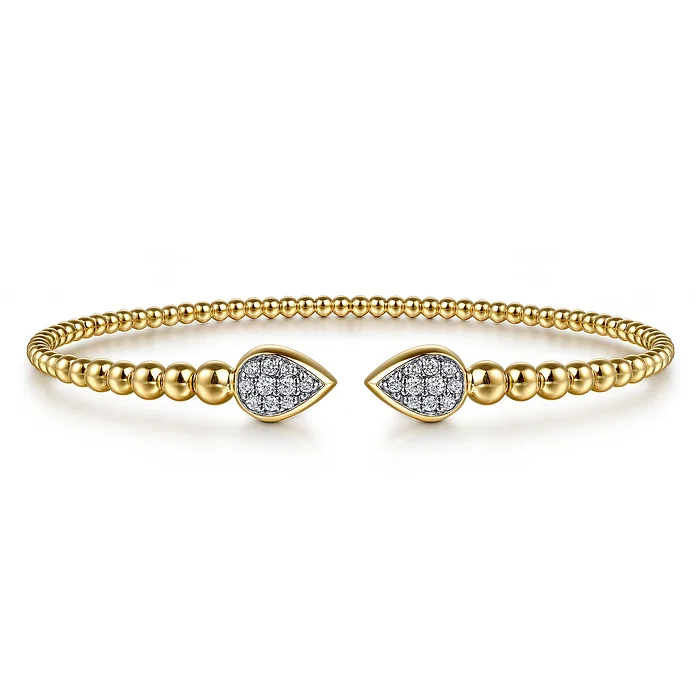 Baguette Halo Beaded Open Bangle
