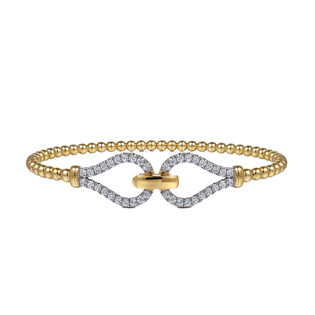 Beaded Bracelet with Two Pave Diamond Loops