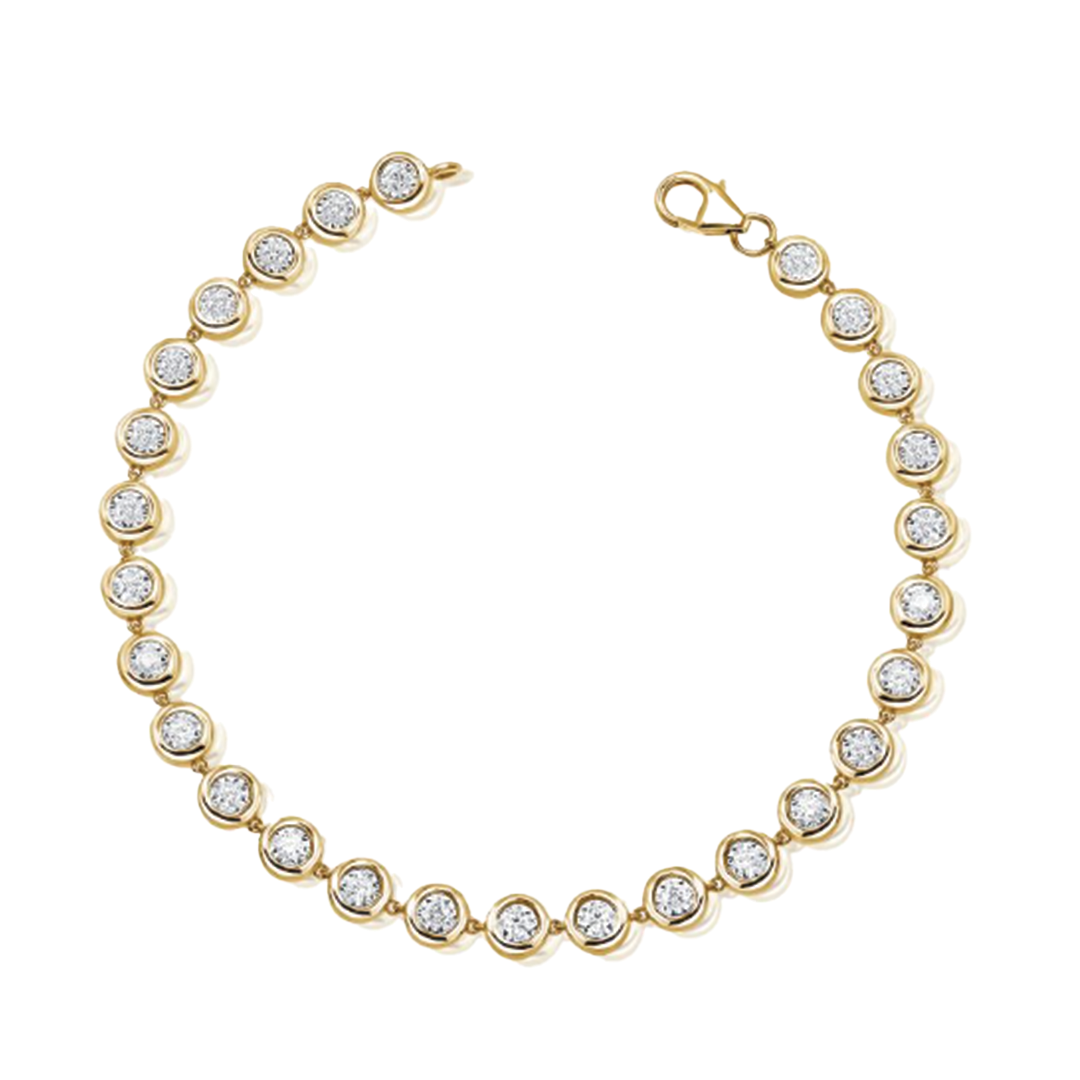 Bezel Set Diamond Bracelet in Yellow Gold