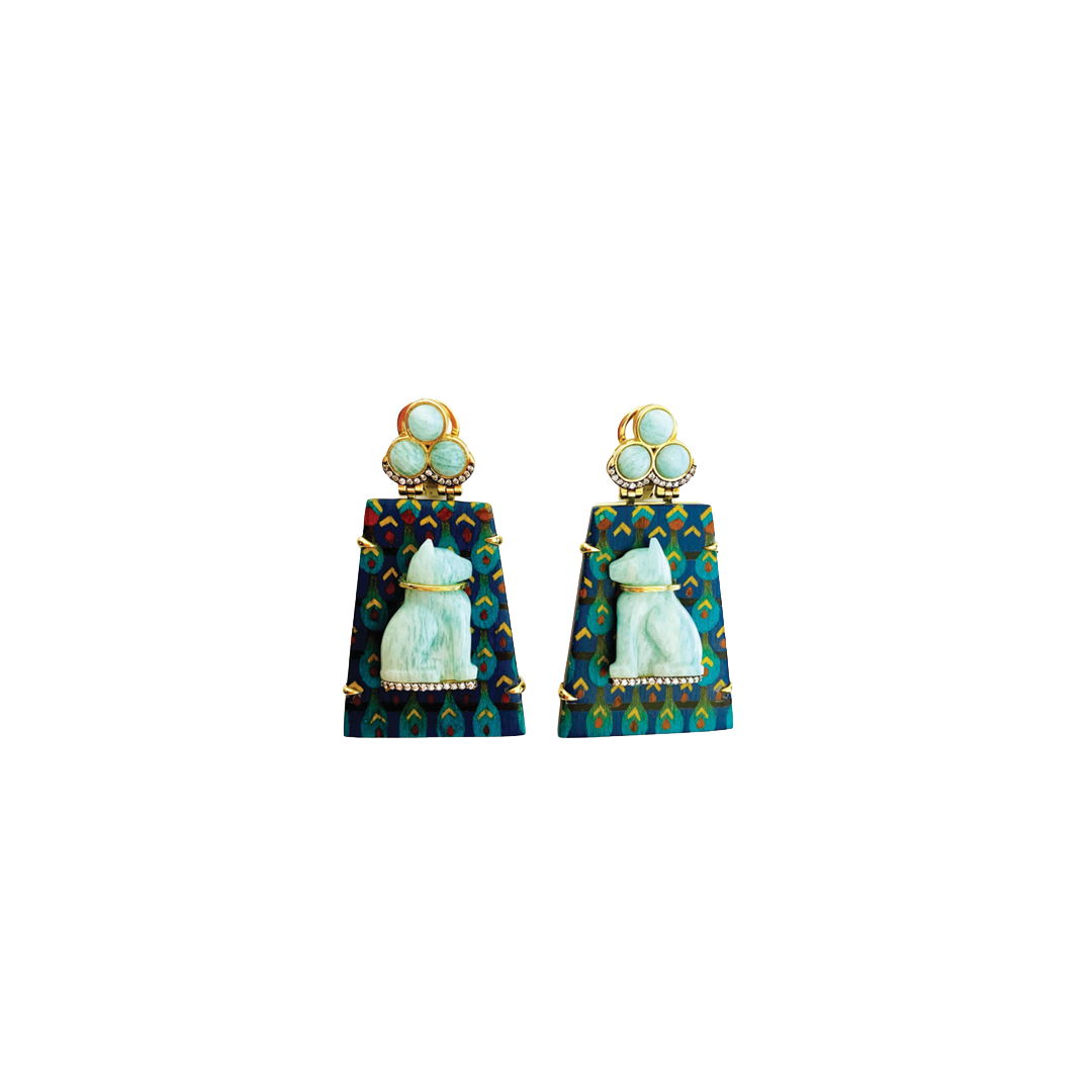 Egypt Marquetry Bastet Earrings