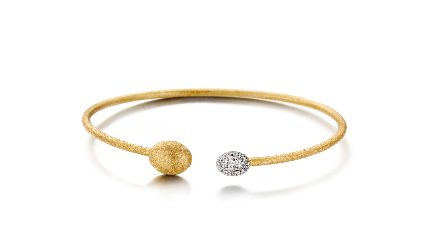 Dancing In The Rain Open Cuff Bangle with Pavé Diamonds