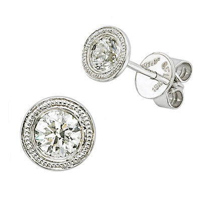 Diamond Studs set in Milgrain Bezels