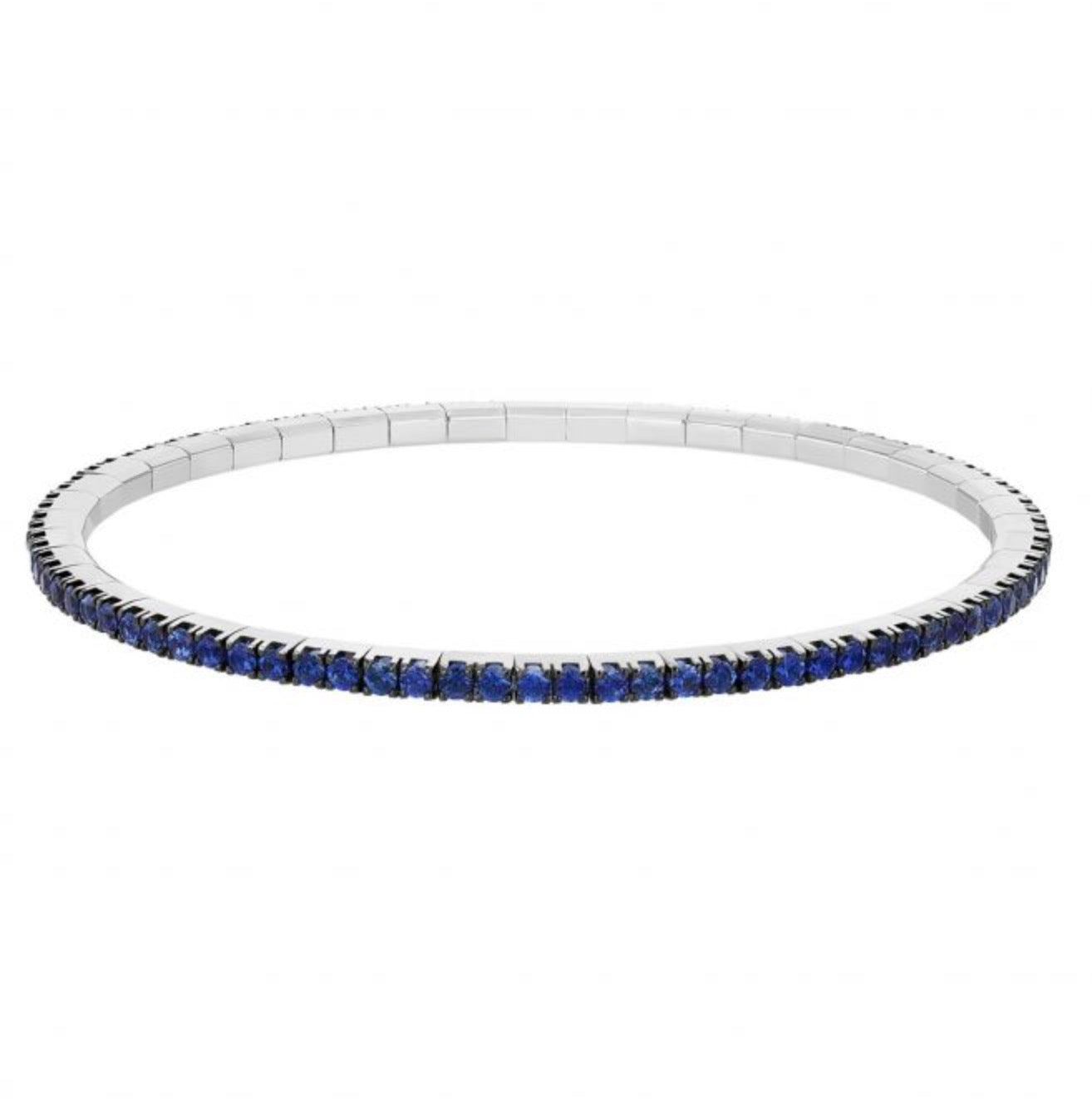 Springs Stretch Tennis Bracelet with Blue Sapphires
