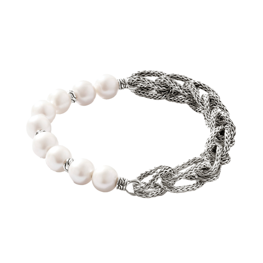 'Asli' Link Chain Bracelet with Freshwater Pearls