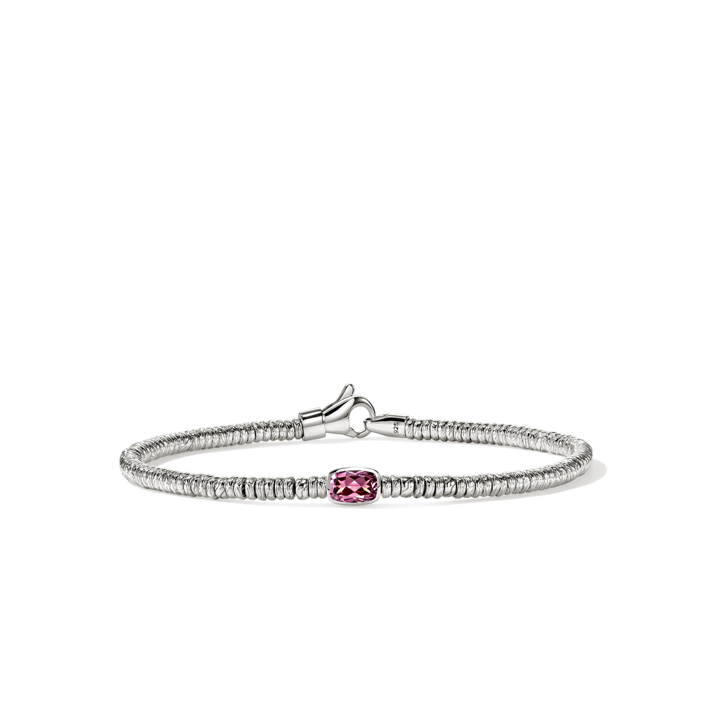 Sterling Silver Heishi Bracelet with Rhodolite Garnet
