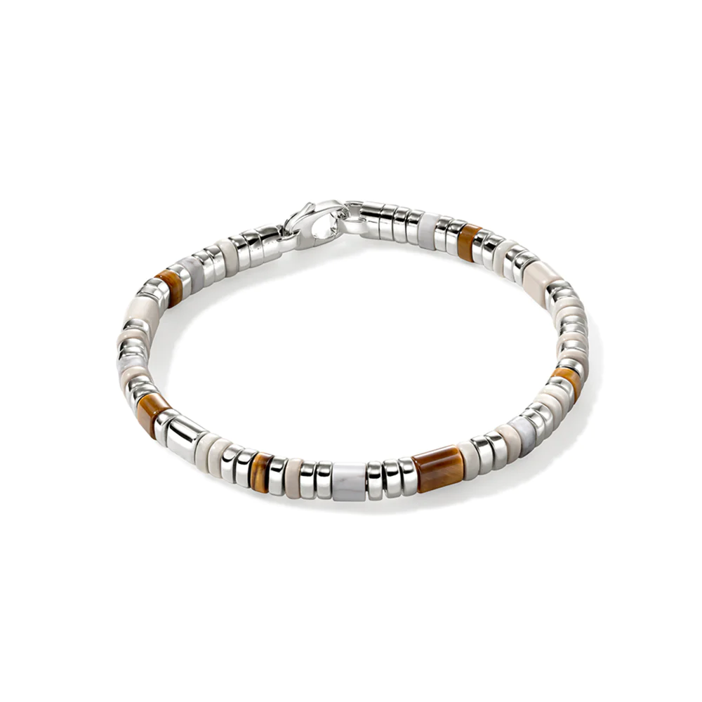 Colorblock Slim Bracelet with Tiger Eye and Howlite