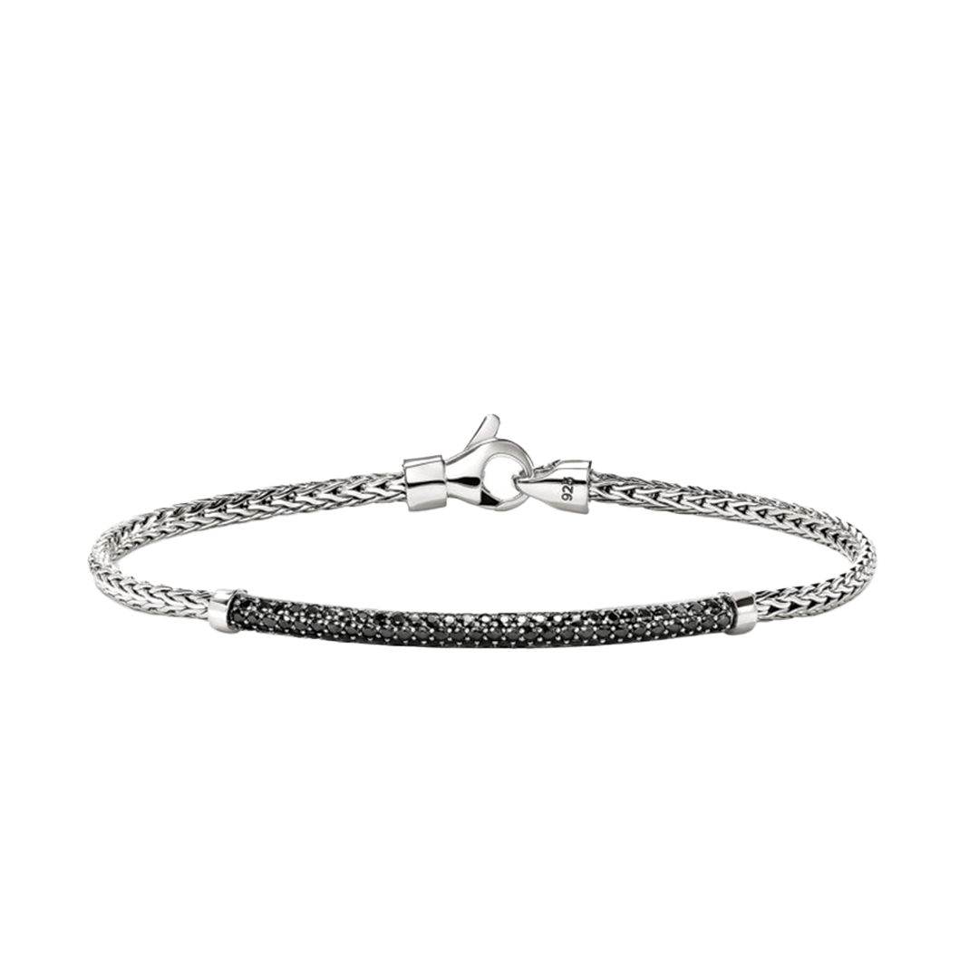 'Essential' Pave Bar Bracelet with Black Sapphires