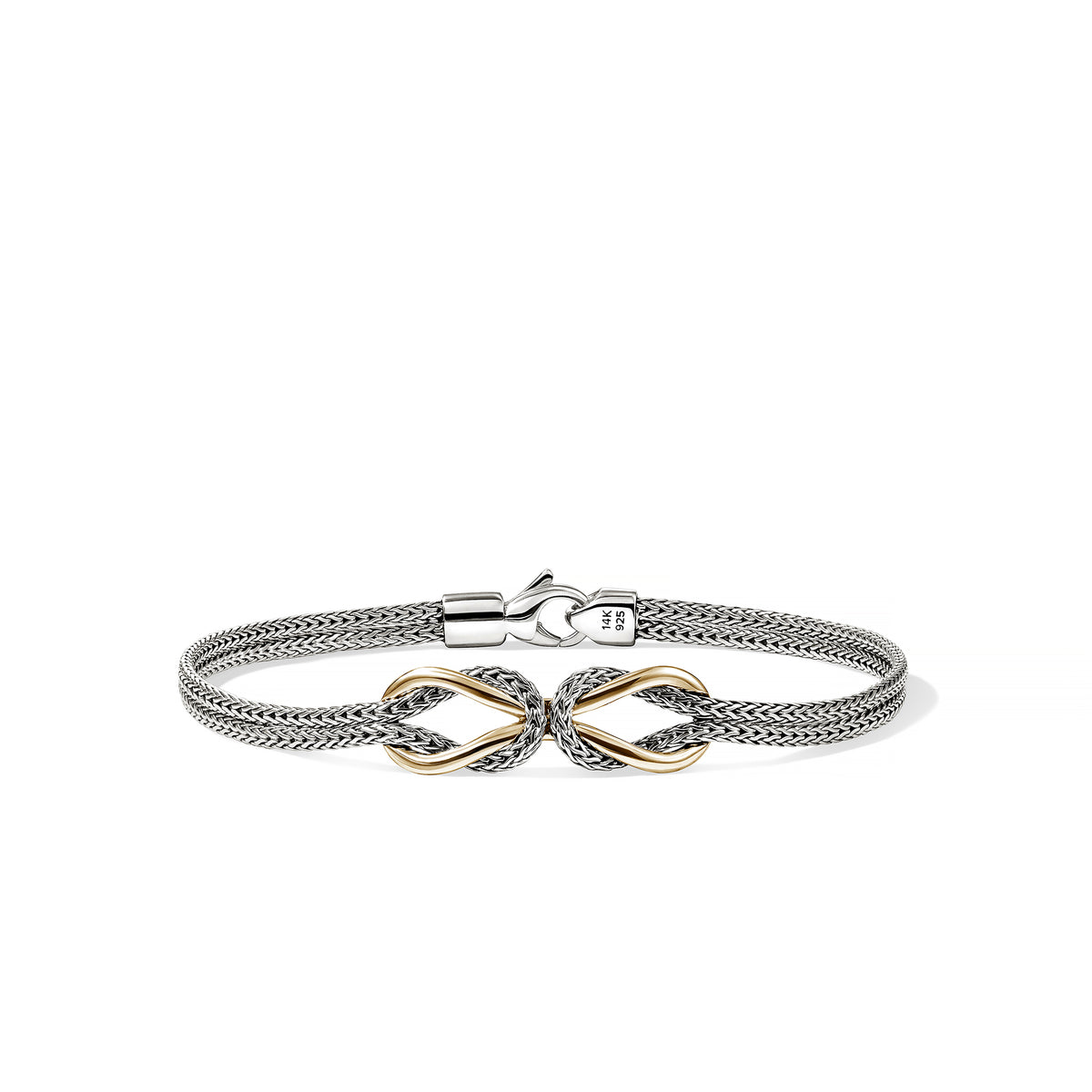 Love Knot Infinite Silver And Gold Station 3.6mm Double Row Bracelet
