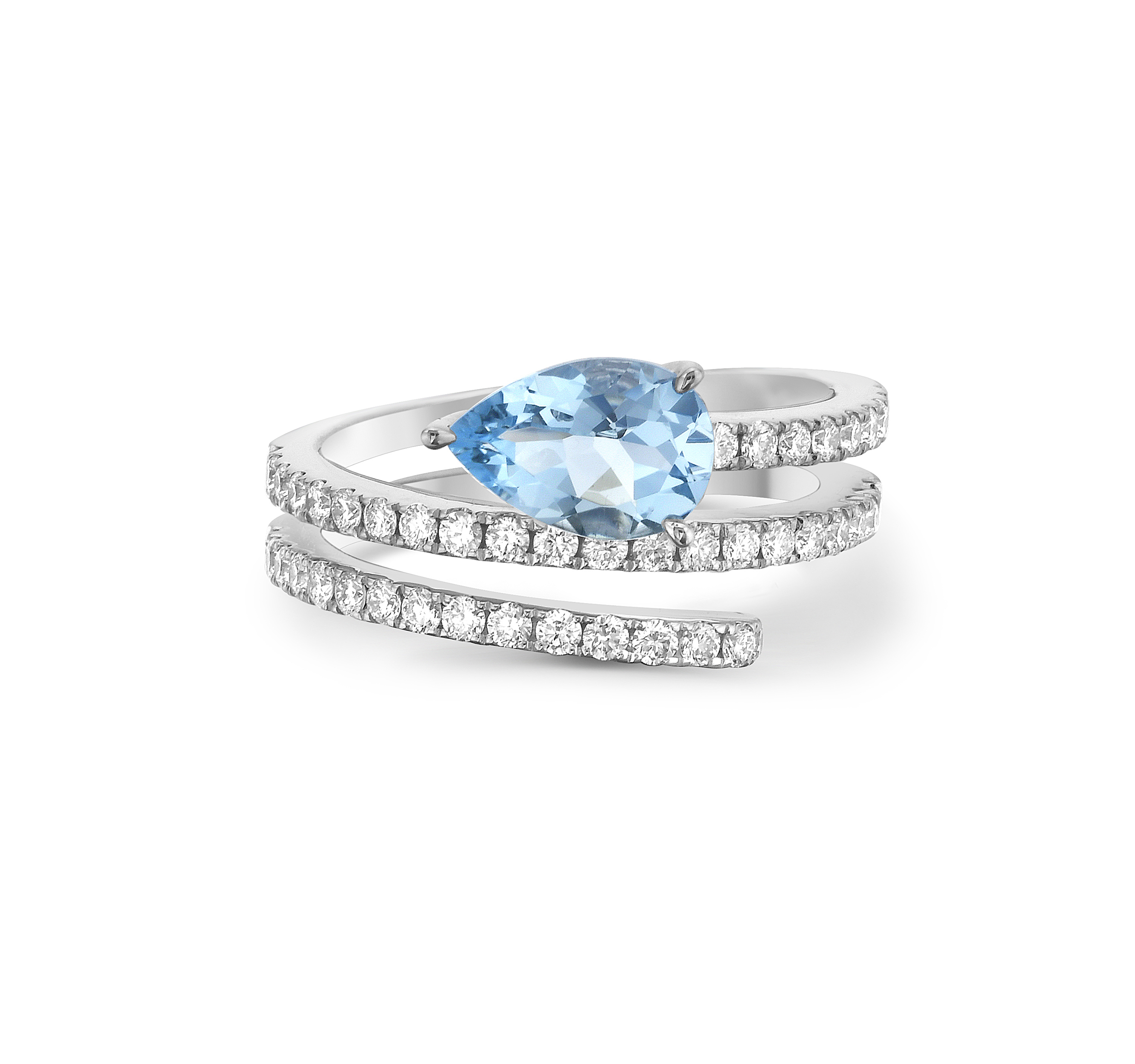 Triple Wrap Diamond Ring with Aquamarine