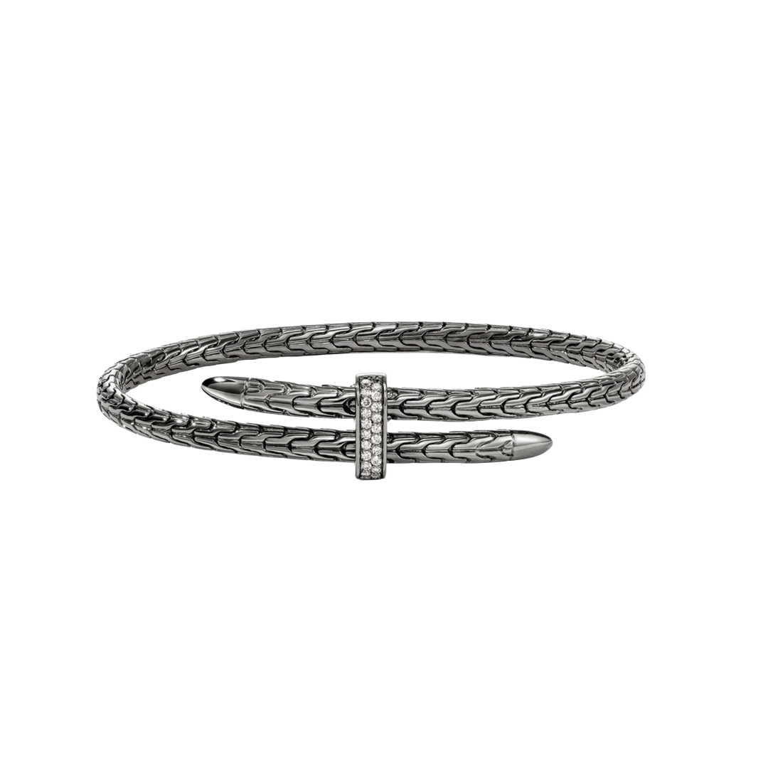 4mm Sterling Silver Spear Cuff with Diamonds